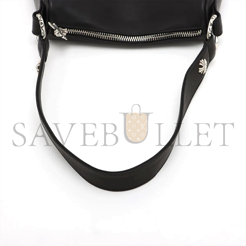 CHROME HEARTS CHICKEN NUGGETS SHOULDER BAG LEATHER BLACK × SILVER LARGE DAGGER A3938163 (23*15*5.5cm)